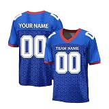 Personalisiertes American FootballTrikot Custom Football Jersey Individuell Printed Team Name & Number Baseball Trikot für Herren Damen Jugend Unisex Schnelltrocknend Atmungsaktiv T-Shirts(#C Blue)