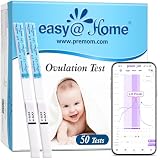 Easy@Home Kinderwunsch 50 x Ovulationstest Fruchtbarkeitstests für Eisprung – Unterstützt durch die kostenlose Premom Ovulation APP, 50 LH T