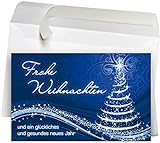 50 Premium Weihnachtskarten mit Umschlag Set für Firmen, hochwertige Klappkarten 19 x 12 cm groß, Weihnachtsbaum b
