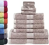 GREEN MARK Textilien 10 TLG. FROTTIER Handtuch-Set mit verschiedenen Größen 4X Handtücher, 2X Duschtücher, 2X Gästetücher, 2X Waschhandschuhe | Farbe: Sand/Beige | Premium Q