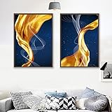 NALsa Canvas Paintings  Abstract Golden Line Poster Modern Minimalist Living Room Home Decor2 Pieces  20x30cm no F