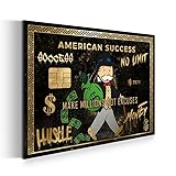 Artedinoi Kunstwelten24 Wandbild Leinwandbild Kreditkarte American Success Comic Monopoly Man, Make Millions Kunstdruck Raum- und Wanddekoration XXL