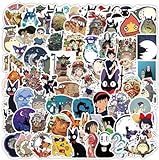 Hayao Miyazaki Stickers, 100 Stück Graffiti Decals, Wasserdicht Aufkleber, Cartoon Aufkleber, für Wasserflaschen, Laptop, Autos, Motorrad, Fahrrad, Skateboard, Gepäck, Kühlschrank, Auto-Styling
