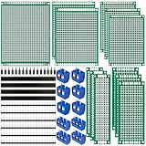 48Stk Lochrasterplatte Kit,12er Doppelseitig PCB Board Leiterplatte Lochrasterplatine Lochplatine,10Stk Männlich Weiblich 10 Pinne Kopfleiste,10Stk 2P&3P Screw Terminal mit 16 Tabletten Ny
