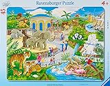 Ravensburger Kinderpuzzle - 06661 Besuch im Zoo - Rahmenpuzzle für Kinder ab 4 Jahren, mit 45 T