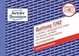 Doppel-Pack Avery Zweckform 1742 Quittung Kleinunternehmer (A6 quer, selbstdurchschreibend, 2x40 Blatt) weiß/gelb