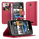 Cadorabo Hülle für HTC Desire 500 Hülle in Karmin Rot Handyhülle mit Kartenfach und Standfunktion Case Cover Schutzhülle Etui Tasche Book Klapp Style Karmin-R