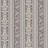 Barock Vliestapete mit Vinyl | Abwaschbare Tapete mit Ornamenten auf Streifen in Silber Grau | Elegante Vlies Barocktapete gestreift für E