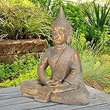 ECD Germany Buddha Figur sitzend, 48cm hoch, aus wetterfestem Polyresin, Bronze, Feng Shui, Buddha Statue als Dekoration für Haus, Wohnung & Garten Gartenfigur Dekofigur, Skulptur für Innen und Auß