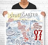 lieferlokal Stadtposter Stuttgart in limitierter Auflage - 70x100 cm The Stuttgarter Poster Unikat - Wandbild mit illustriertem Stadtmotiv - Kunstdruck Poster mit E