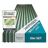 KAISER plastic® Wellplatten grün | Wellplatten Dach, Welldach Kunststoff | Dachplatten wetterfest | Überdachung | Sinus 76/18 – 90 x 117 cm | 10 Stk