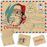 BREITENWERK Weihnachtskarten mit Umschlag (15er Set) MERRY CHRISTMAS SANTA - edle Klappkarten privat und geschäftlich - Frohe W