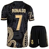 Mikalay Madrid #7 Retro Black Dragon Limitierte Sonderedition Seltenes Fußball Kinder Trikot Shorts Set Jugendgrößen (Schwarz,176)