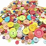 70–100 Stück runde Knöpfe in gemischten Farben, 1–3 cm, Nähknöpfe aus Harz, DIY-Handknopf, 2/4-Loch-Knopf für handgefertigtes Nähzubehör, 19 bunte Serien, 50 g, ca. 70–