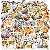 Mistree 50 Afrika Tiere Aufkleber, Sticker Tiere Realistisch, Dschungel Aufkleber Wasserfest Kinder, 5 CM